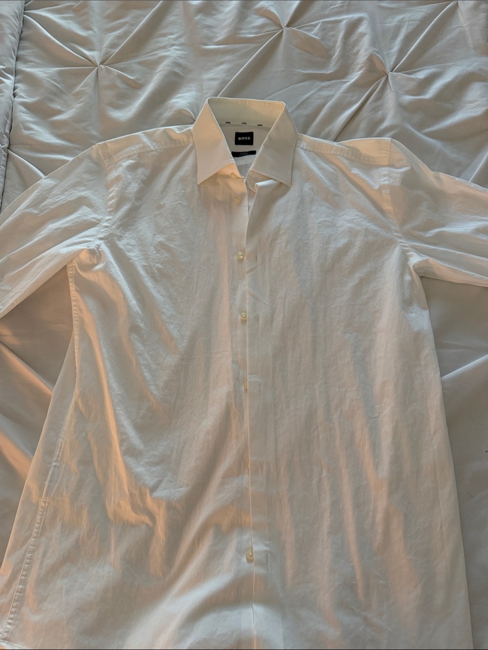Boss White Button-Front Dress Shirt
